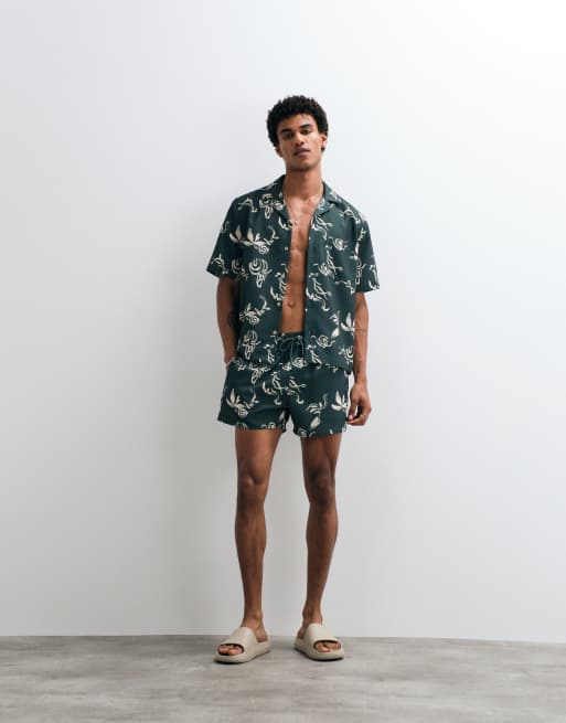 Conjunto verde estampado de tejido efecto lino de ASOS DESIGN, 2 de 3
