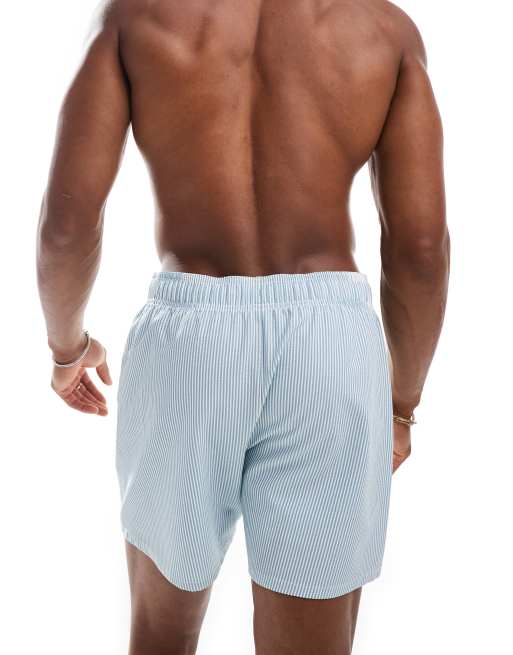 Shorts de baño de 5" azul medio a rayas de sirsaca de Hollister, 3 de 4