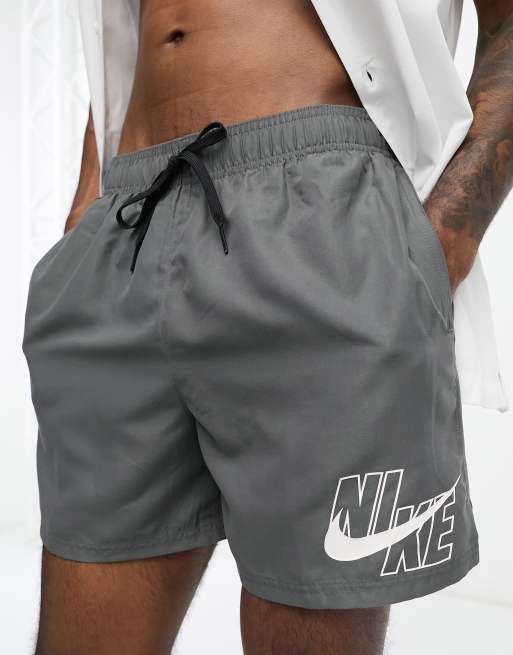 Shorts de baño de 5" grises con logo grande Volley de Nike Swimming, 2 de 4