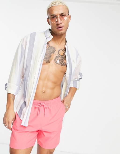 Shorts de baño de largo medio color coral de ASOS DESIGN