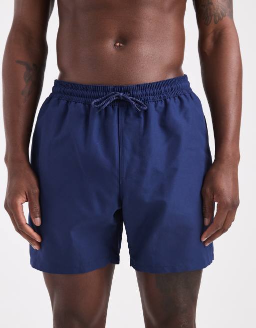 Shorts de baño de largo medio en azul marino de ASOS DESIGN, 4 de 5