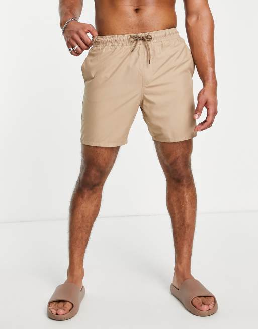 Shorts de baño largos beis de ASOS DESIGN