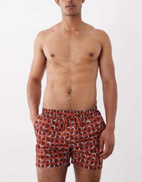 Shorts de baño marrones con estampado geométrico multicolor de South Beach - view 1