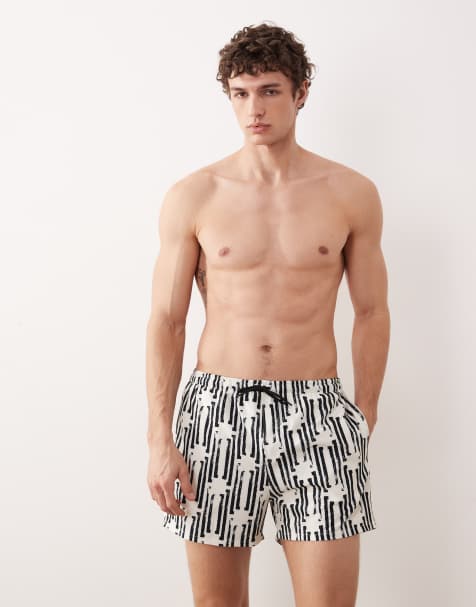 Shorts de baño monocromáticos con estampado de palmeras de Free Society - view 1