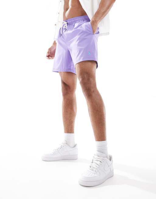 Shorts de baño morados clásicos con logo de icono Traveler de Polo Ralph Lauren