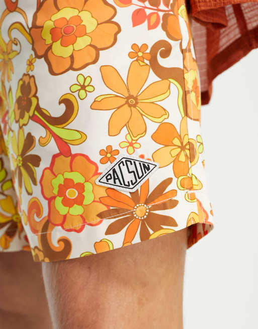Shorts de ba o multicolores con estampado floral de estilo a os 60 de PacSun