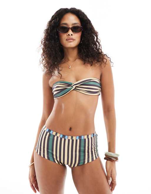 Shorts de baño muy cortos a rayas luminosas de ASOS DESIGN (parte de un conjunto)