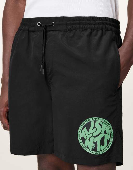 Shorts de baño negro azabache Distortion de AllSaints ASOS