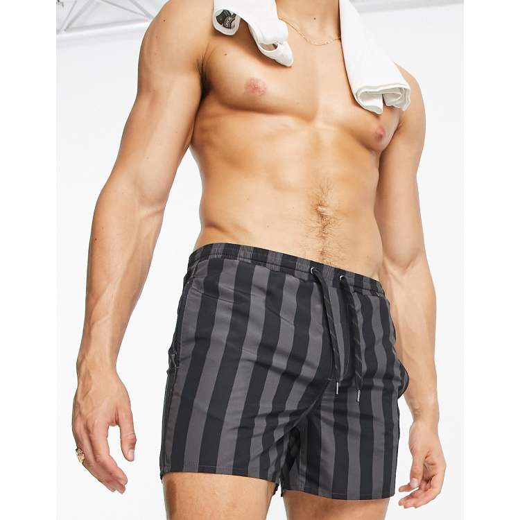 Shorts de bano negros a rayas verticales de sirsaca de Only Sons ASOS
