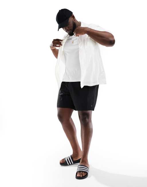 Shorts de baño negros básicos de largo medio con cordón ajustable Essential de Tommy Hilfiger Big & Tall