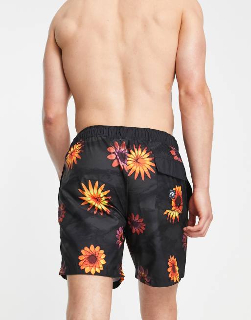Shorts de baño negros con estampado floral Sundays de Billabong, 2 de 4