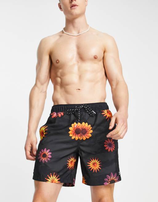 Shorts de baño negros con estampado floral Sundays de Billabong, 3 de 4