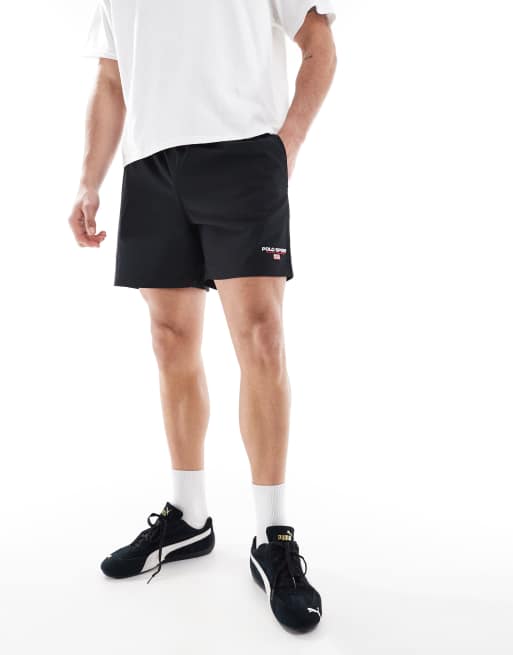 Shorts de baño negros con logo pequeño Traveler de la colección cápsula Sports de Polo Ralph Lauren