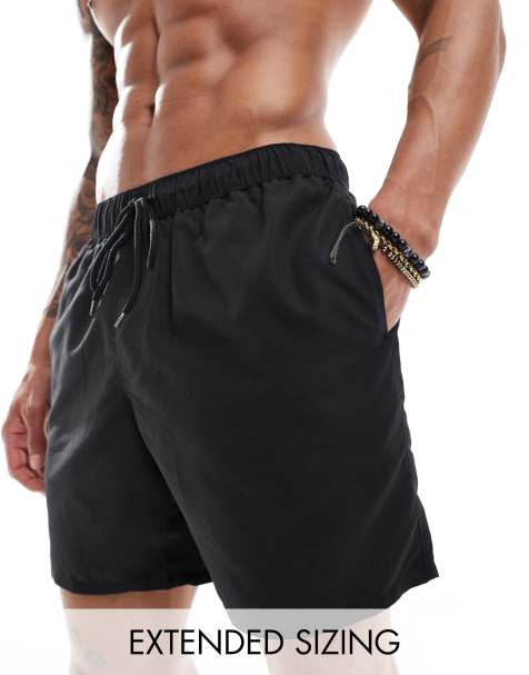 Shorts de baño negros de corte medio de ASOS DESIGN - view 1