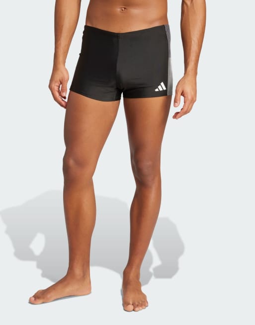 Shorts de baño negros estilo bóxers con diseño color block de adidas Performance