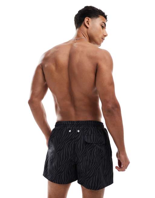 Shorts de baño negros para hombre con estampado de tigre de OOSC, 4 de 5