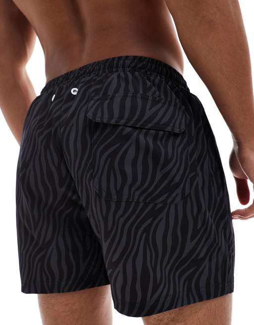 Shorts de baño negros para hombre con estampado de tigre de OOSC, 5 de 5