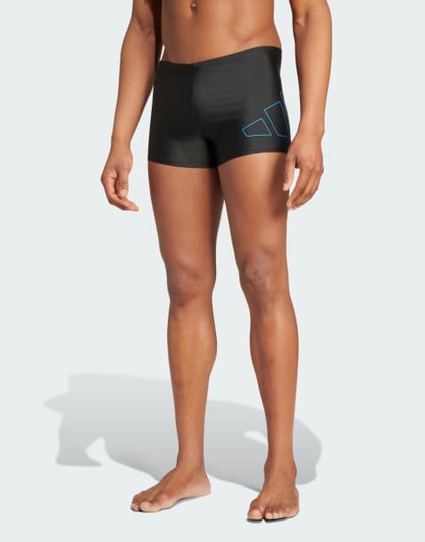 Shorts de baño negros y azul real estilo bóxer Big Bars de adidas Performance - view 1