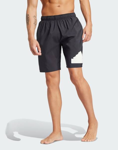Shorts de baño negros y blancos con logo CLX de adidas - view 1