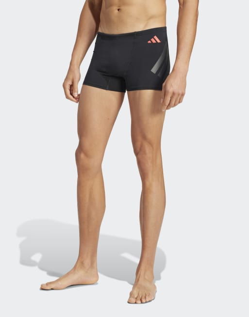 Shorts de baño negros y rojo lúcido estilo bóxer Ripstream de adidas Performance