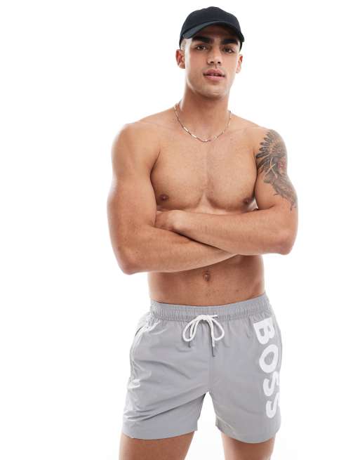 Shorts de baño plateados Octopus de BOSS Swimwear