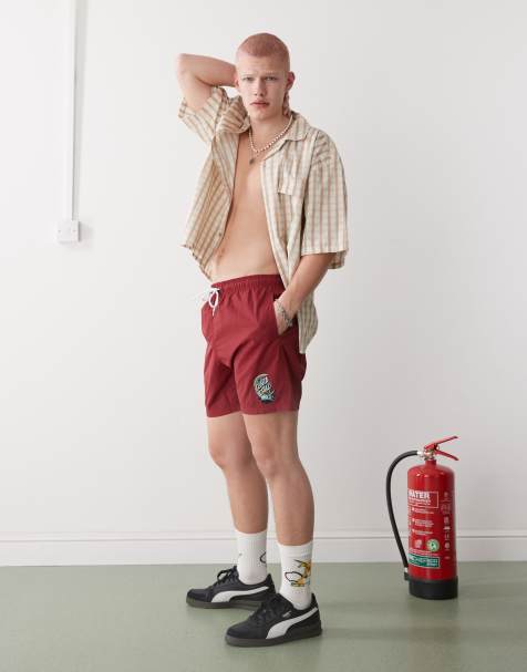 Shorts de baño rojos con estampado gráfico de media luna con logo de Santa Cruz - view 1