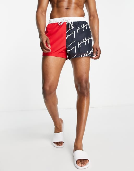 Shorts de baño rojos y azul marino de Tommy Hilfiger, 3 de 4