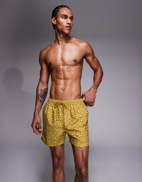 Shorts de baño verde oliva estampado de South Beach - view 1