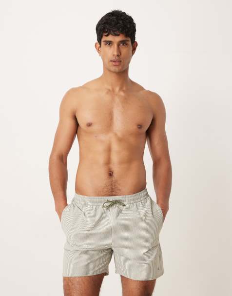 Shorts de baño verde salvia a rayas con cordón ajustable de Calvin Klein - view 1