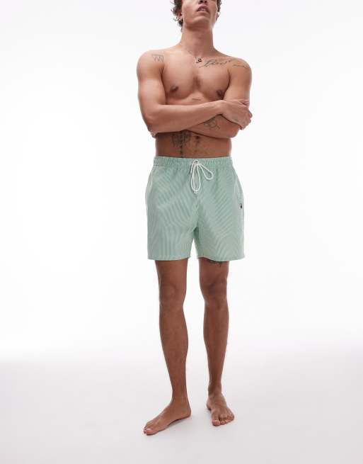 Shorts de baño verdes a rayas con logo lateral y cordón ajustable de Tommy Hilfiger, 2 de 4