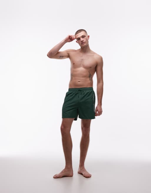 Shorts de baño verdes con logo, cordón ajustable y bolsillo con cremallera de Tommy Hilfiger , 2 de 5