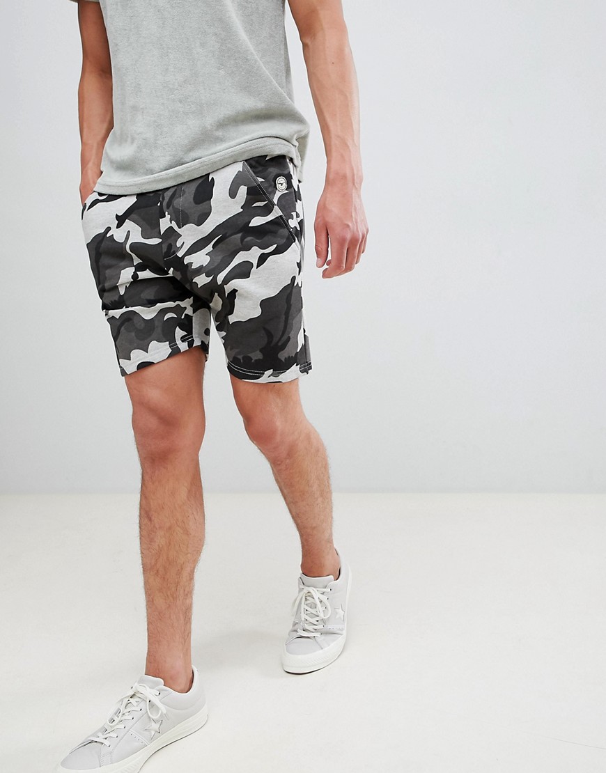 Shorts med camouflageprint fra Le Breve-Grå