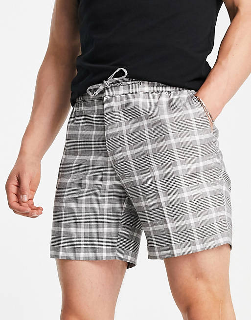 Hombre Other | Shorts negro y blanco a cuadros ajustados de Topman - FX22002