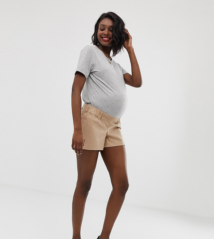 фото Шорты чиносы с эластичным поясом под животиком asos design maternity-бежевый asos maternity