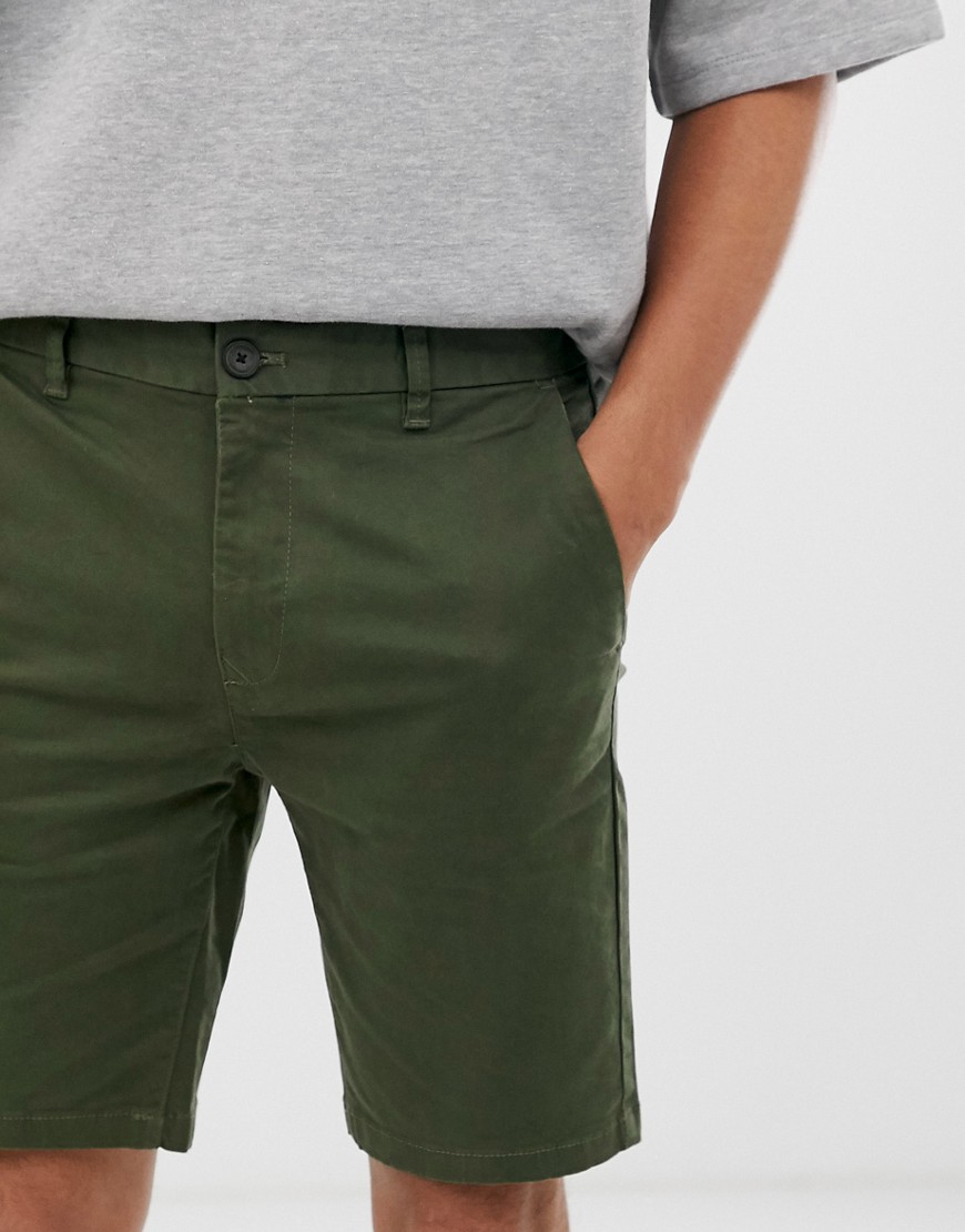 фото Шорты чиносы скинни цвета темного хаки burton menswear-зеленый