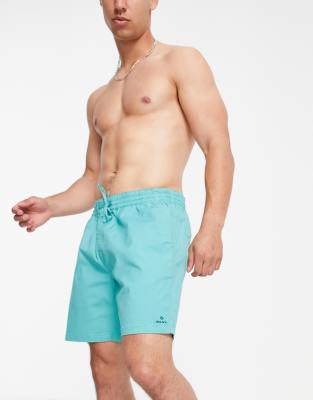 Купальники  Asos Шорты для плавания цвета морской волны с затягивающимся шнурком и логотипом GANT-Зеленый цвет