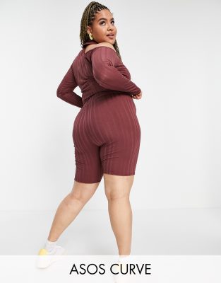 фото Шорты-леггинсы в рубчик от комплекта asos design curve-оранжевый цвет asos curve