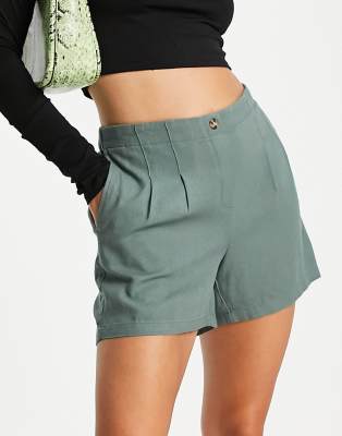   Asos Шорты цвета хаки с завышенной талией Vero Moda-Зеленый цвет