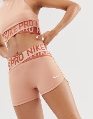 фото Шорты цвета розового золота nike pro training-розовый nike training