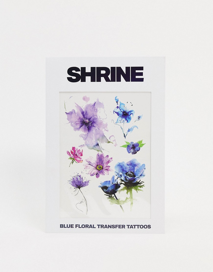 Shrine - Blauwe tijdelijke tatoeage met bloemen-Multi