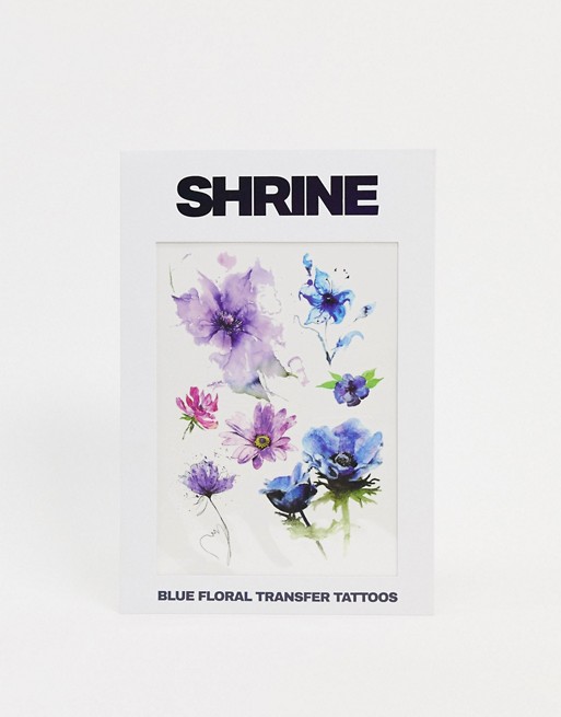 Shrine Blue Floral Body Transfer Tattoo