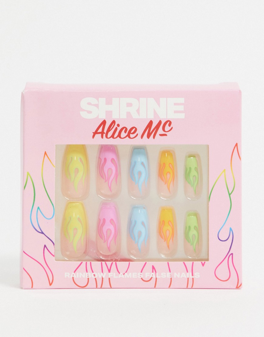 Shrine X Alice MC - Kunstnagels met neon vlammen-Multikleur