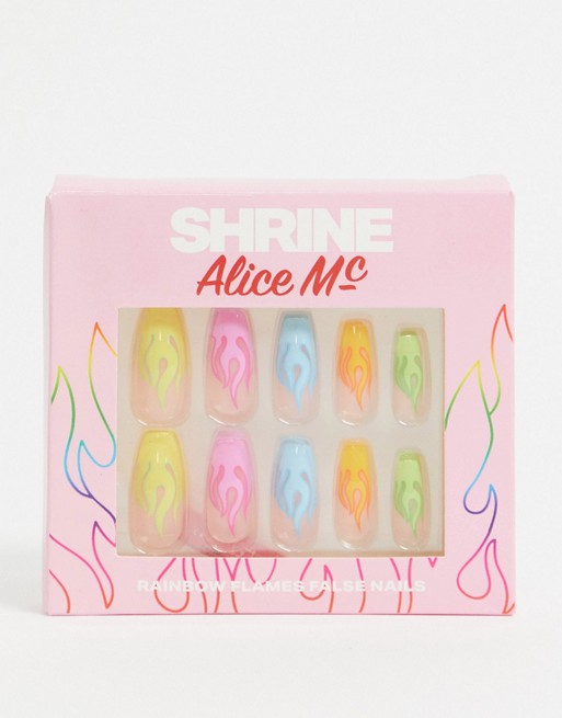 Shrine X Alice MC Neon Flames False Nails