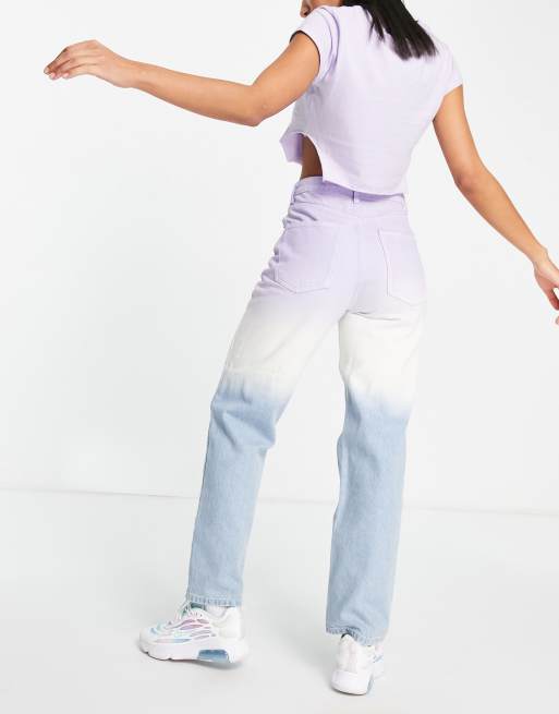 Signatur 8 - Ombre lige jeans i denim med slid, 3 af 4
