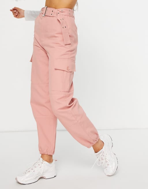 Pink store belted pants