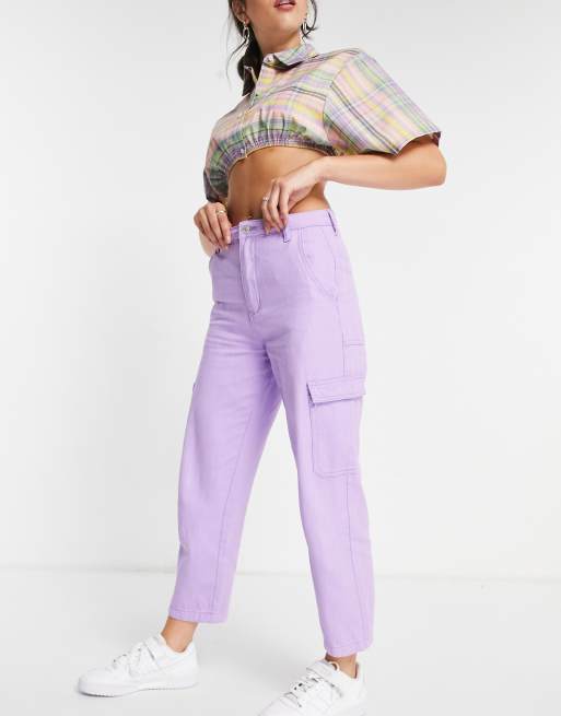 Signature 8 cargo trouser in purple, 3 of 4