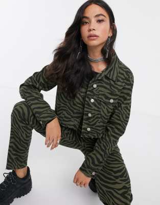 zebra print denim jacket