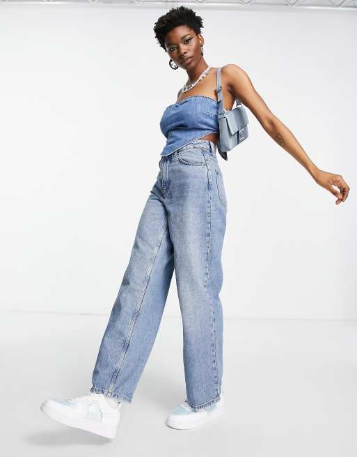Signature 8 denim bandana top in mid wash , 4 of 4