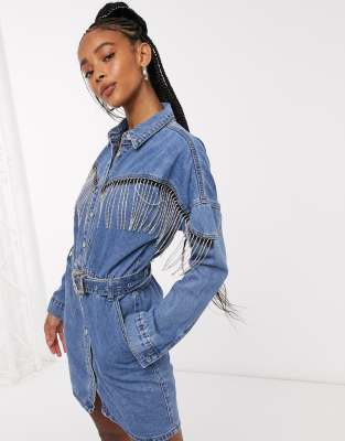 denim fringe dress