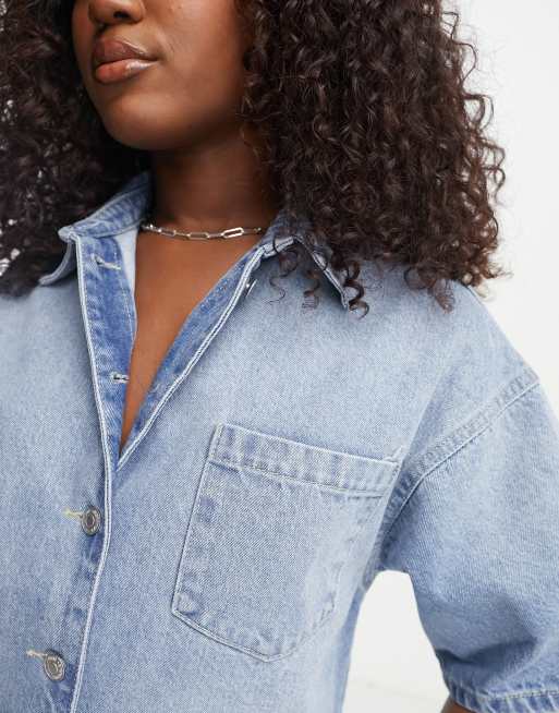 Denim hot sale shirt playsuit